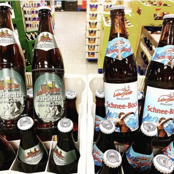 Flaschen der Lammsbräu Biere Martinator und Schnee-Bock im Getränke Star Getränkemarkt Trier