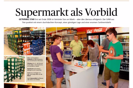 Zeitungsartikel „Supermarkt als Vorbild“ über den Getränkefachmarkt Getränke Star in Trier